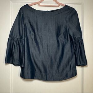 White House Black Market Denim Bell Sleeve Dress Top Size 0